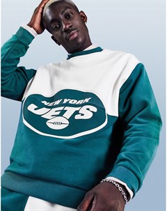 Флисовый oversized свитшот со вставками и символикой клуба NFL Jets от комплекта Asos design