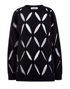 Шерстяной пуловер oversize с ажурной вышивкой Valentino