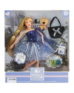 Кукла Emily Синяя серия С собачкой сумочкой и аксессуарами 30 см WJ 12664 Abtoys