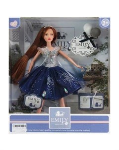 Кукла Emily Синяя серия С серым котенком и аксессуарами 30 см WJ 12665 Abtoys