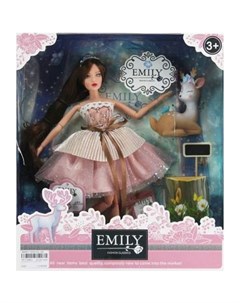 Кукла Emily Розовая серия Брюнетка с олененком и аксессуарами 30 см WJ 12654 Abtoys