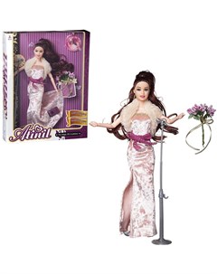 Кукла Atinil В бархатном платье со стойкой с микрофоном и букетом 28 см WJ 21570 Junfa