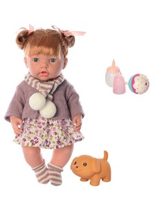 Пупс кукла Baby Ardana В платье и серо розовой кофте с аксессуарами 40 см WJ C0018 Abtoys