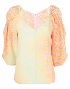 Шелковая блузка с V образным вырезом и принтом Stella mccartney
