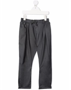 Брюки с кулиской и складками Brunello cucinelli kids