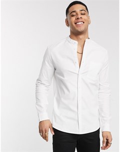 Белая узкая оксфордская рубашка с воротником на пуговице Asos design