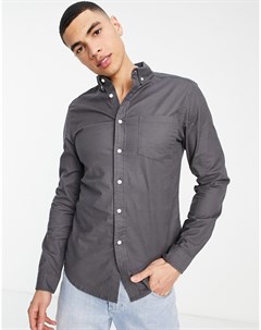 Оксфордская рубашка скинни черного выбеленного цвета Asos design