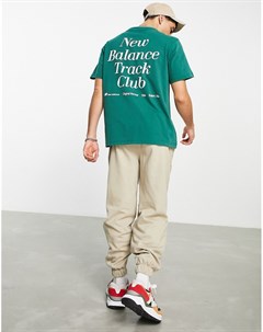 Зеленая футболка с принтом Track Club на спине New balance