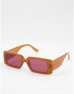 Прямоугольные солнцезащитные очки в средней коричневой оправе из переработанных материалов Recycled Asos design