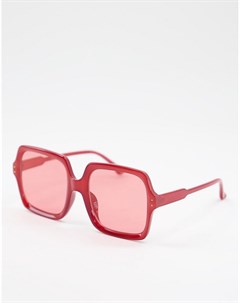 Солнцезащитные очки в крупной квадратной оправе красного цвета в стиле 70 х Recycled Asos design