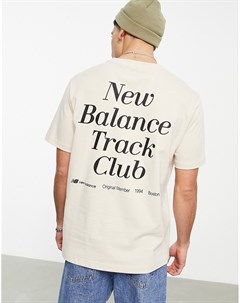 Бежевая футболка с принтом Track Club на спине New balance