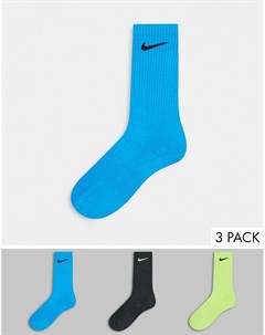 Набор из 3 пар носков черного желтого и голубого цветов Nike training