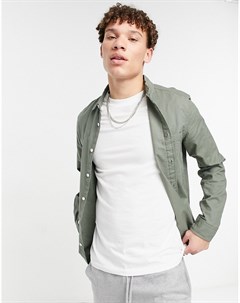 Приталенная оксфордская рубашка цвета хаки Asos design