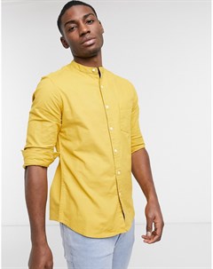 Меланжевая оксфордская рубашка узкого кроя горчичного цвета в винтажном стиле Asos design
