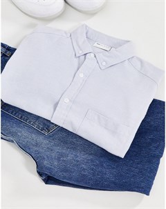 Голубая оксфордская рубашка узкого кроя с длинными рукавами Asos design