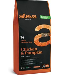 Сухой корм Natural Adult Chicken Pumpkin Medium с курицей и тыквой для собак средних пород 12 кг Кур Alleva