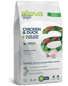 Сухой корм Holistic Adult Chicken Duck Medium с курицей и уткой алое вера и женьшенем для собак сред Alleva