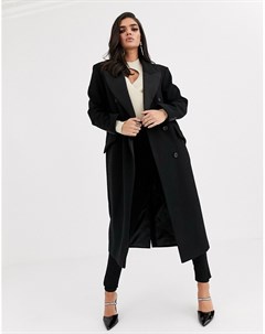 Черное пальто смокинг макси Asos design