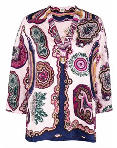Блузка pre owned с V образным вырезом и графичным принтом Hermès