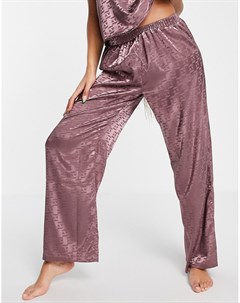 Атласные пижамные брюки серо бежевого цвета с монограммами АА Выбирай и Комбинируй Asos design