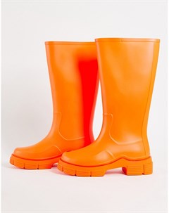 Резиновые сапоги оранжевого цвета Asos design
