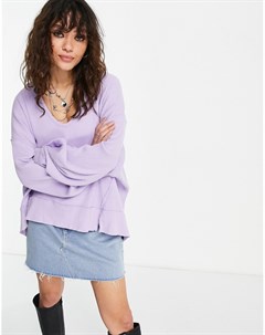 Сиреневый трикотажный термотоп в стиле oversized Buttercup Free people