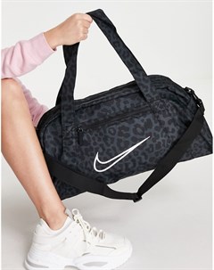 Черная спортивная сумка с леопардовым принтом Gym Club Nike training