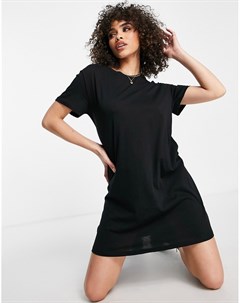Черное платье футболка из органического хлопка Na-kd