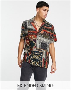 Свободная рубашка с отложным воротником и барочным принтом в стиле пэчворк Asos design