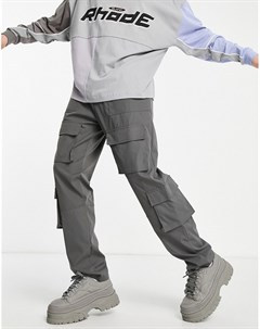 Серые брюки карго свободного кроя от комплекта с затягивающимся низом Mennace