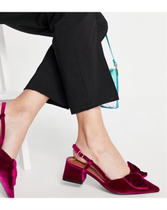 Пурпурные туфли на среднем каблуке с ремешком на пятке и бантом для широкой стопы Suzy Asos design