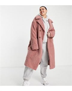 Пальто из искусственного меха под овчину розового цвета Urbancode Plus Urbancode curve