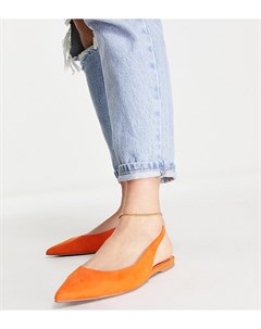 Оранжевые туфли на плоской подошве с острым носком и ремешком на пятке для широкой стопы Lala Asos design