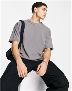 Плотная oversized футболка выбеленного черного меланжевого цвета Asos design