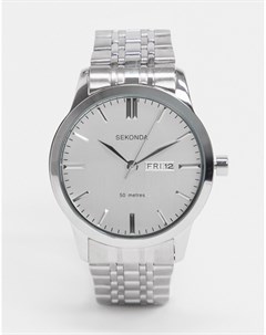 Серебристые часы браслет с белым циферблатом Sekonda