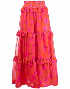 Ярусная юбка макси с цветочным принтом Parosh