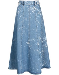 Джинсовая юбка с эффектом разбрызганной краски Ganni