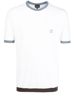 Шерстяной футболка с вышитым логотипом Giorgio armani