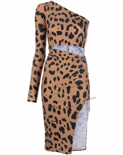Платье на одно плечо с леопардовым принтом Atu body couture