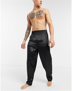 Атласные пижамные брюки для дома черного цвета от комплекта Asos design