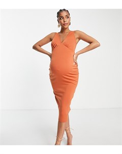 Платье миди рыжего цвета с пуговицами сзади ASOS DESIGN Maternity Asos maternity