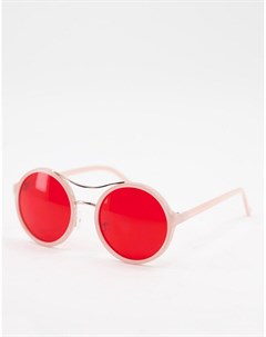 Солнцезащитные очки в круглой оправе с розовыми линзами Aj morgan
