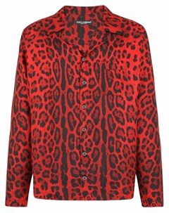 Шелковая рубашка с длинными рукавами и леопардовым принтом Dolce&gabbana