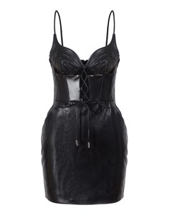 Черное кожаное платье David koma