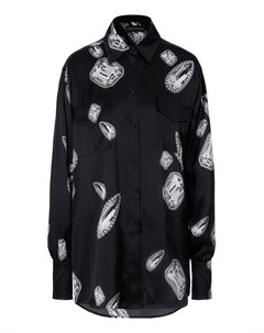 Черная блузка с принтом David koma