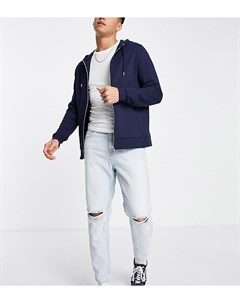 Узкие джинсы из плотной ткани выбеленного винтажного цвета со рваной отделкой на коленях New look