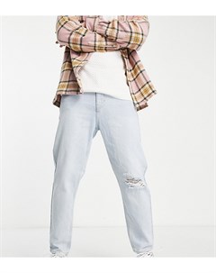 Узкие укороченные джинсы из плотной ткани винтажного выбеленного цвета с потрепанными краями New look