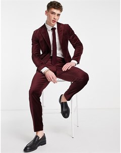 Бордовые зауженные брюки от костюма из вельвета Selected homme
