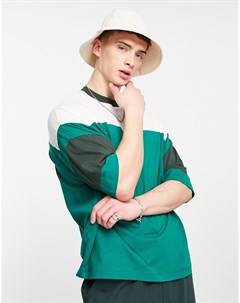 Oversized футболка в стиле колор блок белого и зеленого цветов Asos design