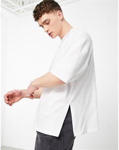 Белая oversized футболка из пике с разрезами по бокам Asos design